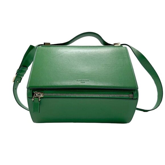 Auth GIVENCHY Pandora Box Shoulder Bag Green Leather - Picture 1 of 15